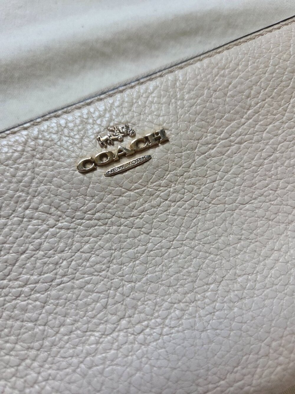 Coach white leather zip around wallet
